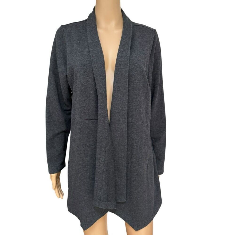 J. Jill Pure Jill Open Front Waterfall Draped Cardigan Pima cotton gray size M
